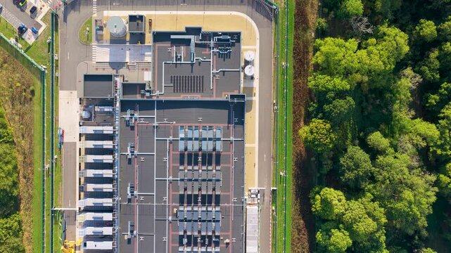 Aerial View of Data Center in a Forest
