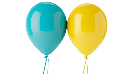 Teal and yellow latex balloons with matching ribbons © Veikko