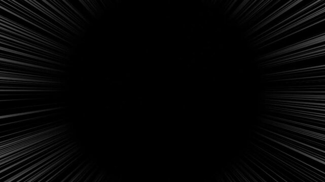 中心からトゲ状に伸びて画面外へはける集中線 白 黒背景 4K アニメ風
