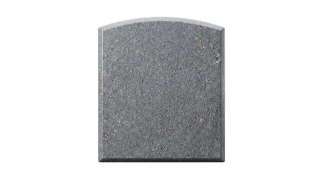 Blank Gray Granite Gravestone Isolated on Transparent Background