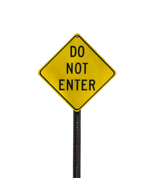 yellow do not enter road sign Isolated on transparent background 