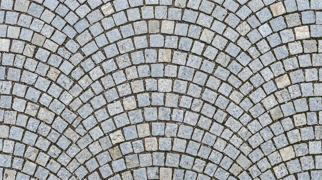 Top down view of Munich kleinsteinpflaster small granite cobblestone mosaic paving background