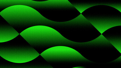 Staggered green scale pattern with diagonal black cuts, overlapping lens-shaped petals in lime gradient on dark background © tsu