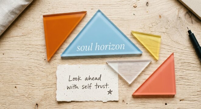 Soul Horizon Glass Triangles With Motivational Message