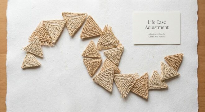 Woven Raffia Triangles Garland Displayed on Textured Surface