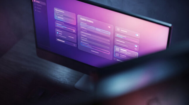 Computer Screen Displays Purple UI Design Mockup