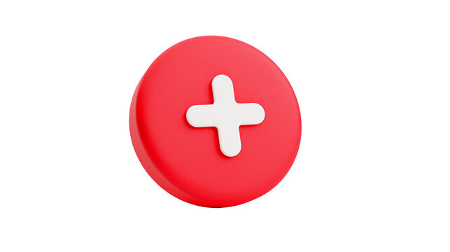 Red circular button with a white plus sign symbol