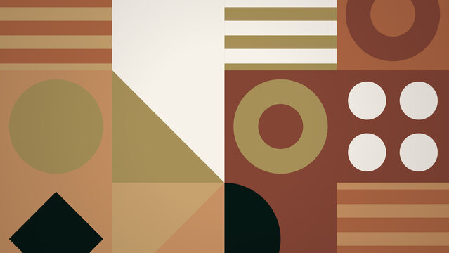 Abstract bauhaus geometric pattern with circles triangles and stripes