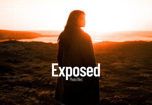 Exposed Photo Effect with Golden Sunset Silhouette