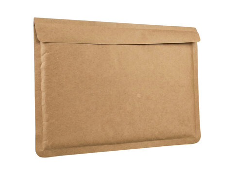 Blank brown paper bubble mailer isolated on transparent background for shipping and packaging design