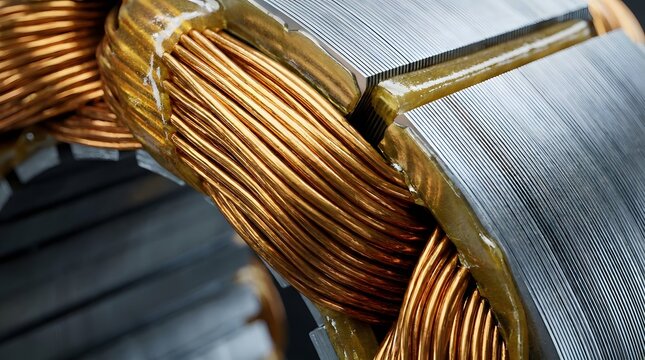 Electric vehicle traction motor stator assembly with copper wire