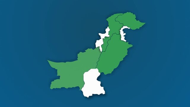 Pakistan Map Animation Highlighting Provinces and territories
