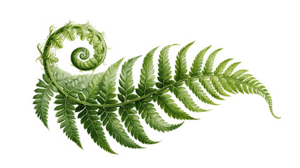 Fresh green fern frond with a curled fiddlehead tip © Fraser