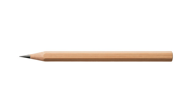 Sharpened wooden graphite pencil with natural light brown texture