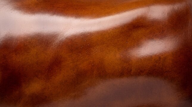 Brown Polished Leather Texture Background with Glossy Finish