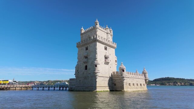 Belem Tower Beside the Tagus River in Lisbon