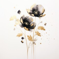Fototapeta premium Black color flowers painting plant petal.