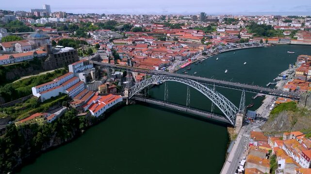 Dom Luis I Bridge Spanning the Douro River in Porto