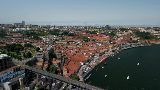 Porto's Historic Waterfront with Red Tiled Rooftops from Above