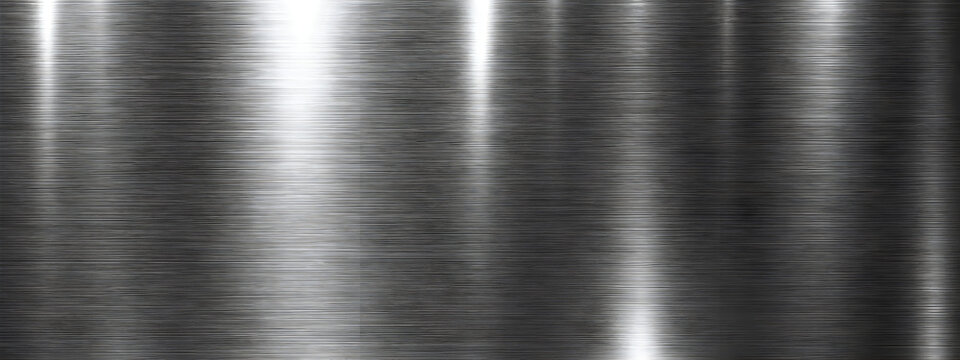 Brushed metal texture background with horizontal lines and bright
