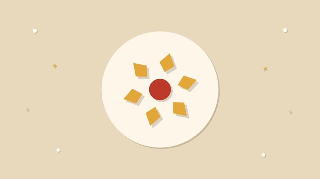 Flat Pinwheel Icon Rotating on Beige Background