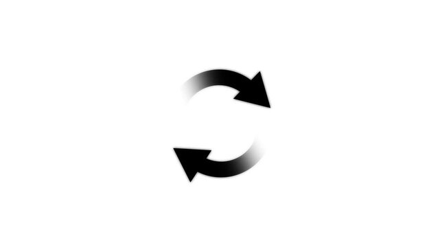 Circle arrow refresh and reload icon animation with loading progress on white background.4k video