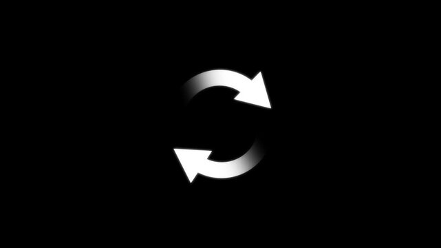 Circle arrow refresh and reload icon animation with loading progress on black background.