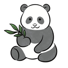 竹を持って座るパンダのかわいいイラスト © 猪口ハル