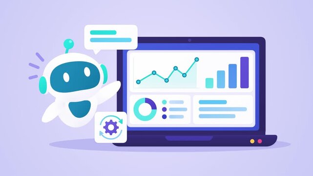 AI Chatbot Assistant with Laptop Computer Illustration