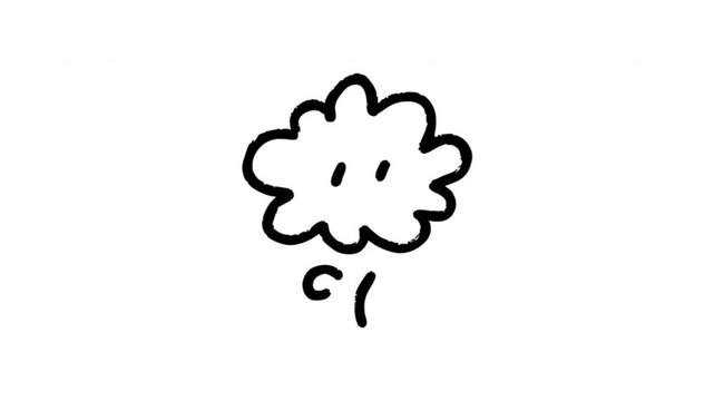 Thought Bubble For Ideas And Thinking Hand-Drawn Doodle Animation On Transparent Background. Speech Cloud And Creative Concept Symbol. Seamless Animated Icon. 4K Video Overlay Element.