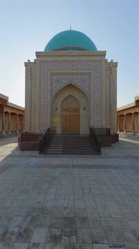Vertical video of Suzuk Ota Mausoleum entrance in Tashkent