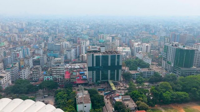 Aerial View of Dense Urban Cityscape with Modern Buildings