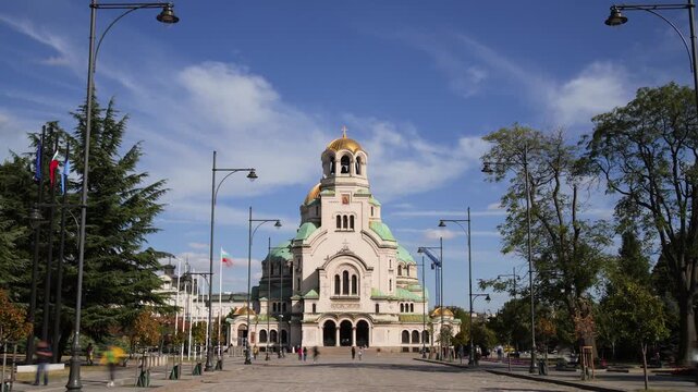 Time lapse of St Alexander Nevsky Cathedral in Sofia city, Bulgaria