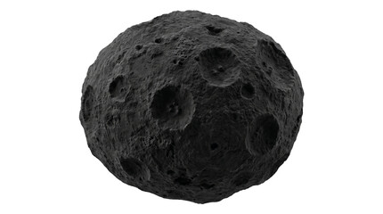 Cratered Asteroid Meteorite 3D Render Isolated Dark Moon Planetoid Celestial Rock on Transparent Background © PNG CREATOR