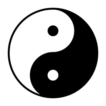 Yin and Yang taoism icon, black minimalist harmony sign, PNG.