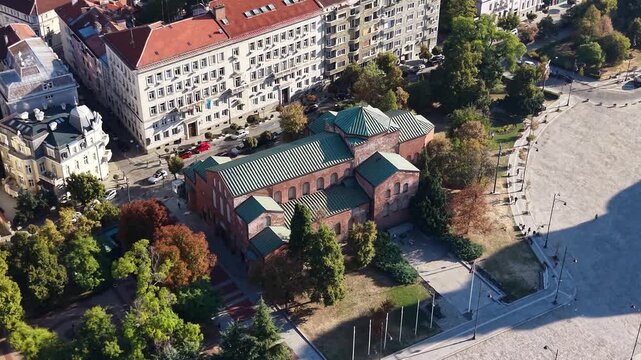 Aerial view of historic St Sophia Church in Sofia city, Bulgaria
