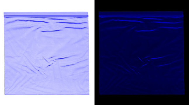 Blue wrinkled plastic normal map, creased material displacement map for 3D modeling, realistic polyethylene texture for digital overlays
