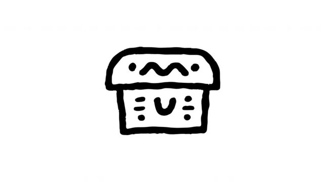 Bread Loaf For Baking And Bakery Branding Wiggle Doodle Animation With Alpha Channel. Toasted Bread And Breakfast Food Symbol, Transparent Background. 4K Loop Hand Drawn Icon.