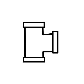T-shaped plumbing pipe fitting connector T-joint vector