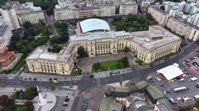 Aerial view of National Museum of Art in Bucharest, Romania