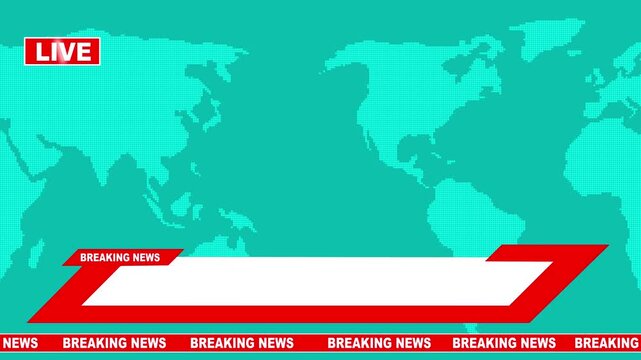 Breaking news live broadcast template with map background, and lower third.