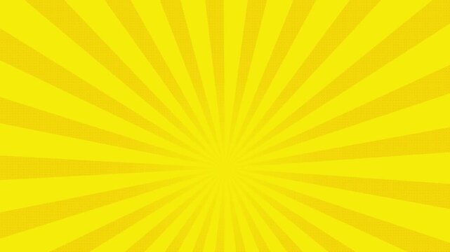 Yellow Rotating Sunburst Spiral Background Animation with Pop Art Radial Rays
