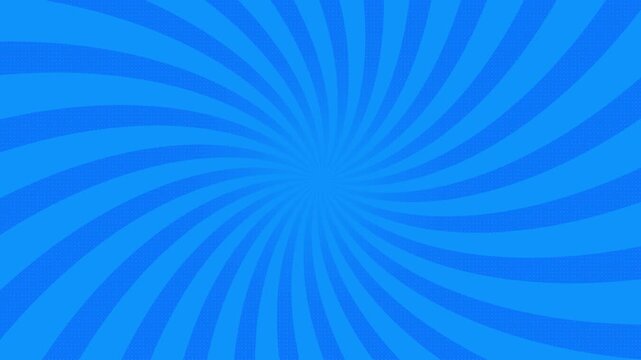 Blue Rotating Spiral Swirl Background Animation with Pop Art Radial Rays