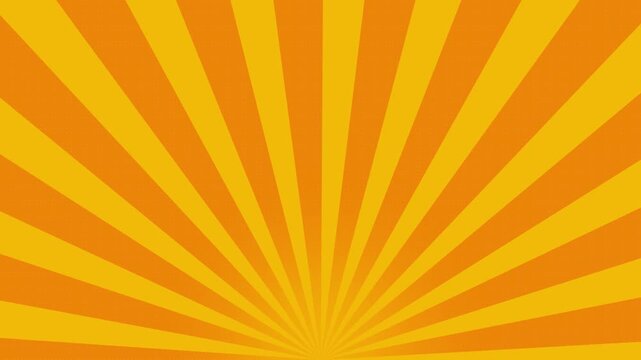 Orange Yellow Rising Sunburst Background Animation with Pop Art Retro Radial Rays