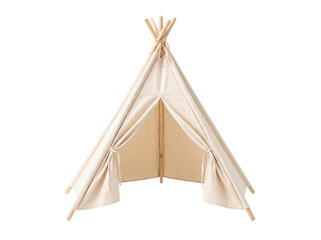 Minimalist canvas teepee tent for children isolated on a clean transparent background for play area © Gandalf