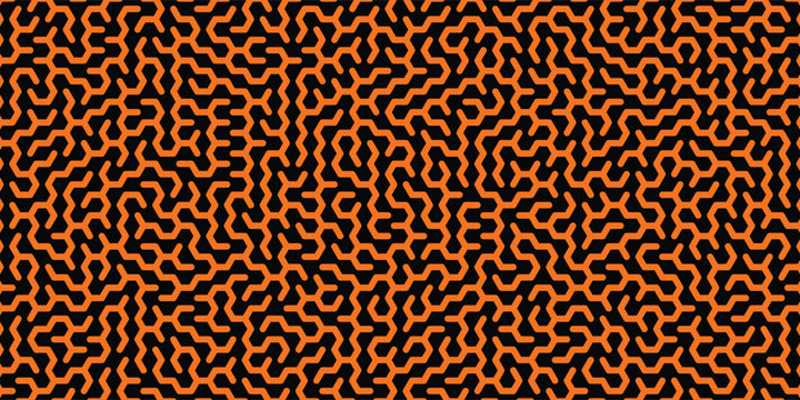 Geometry orange lines patttern. 3D maze illustration