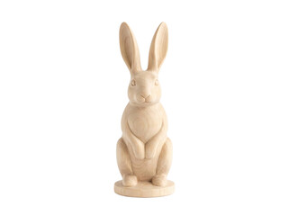 Minimalist wooden rabbit figurine isolated on a clean transparent background for spring decor concepts © Gandalf