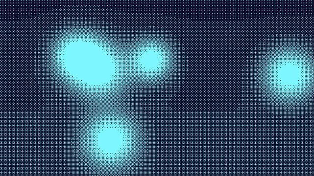 Glowing orbs drifting in a retro two color pixel dither seamless loop