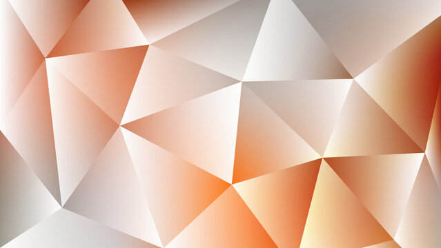 Geometric low poly abstract background featuring sharp triangular facets with a textured grainy gradient in warm copper and cream colors for innovative tech concepts