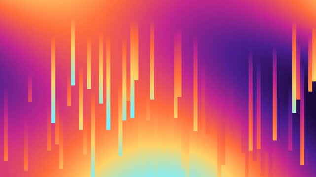 Glitch art pixel sorting with columns melting into sunset color streaks seamless loop